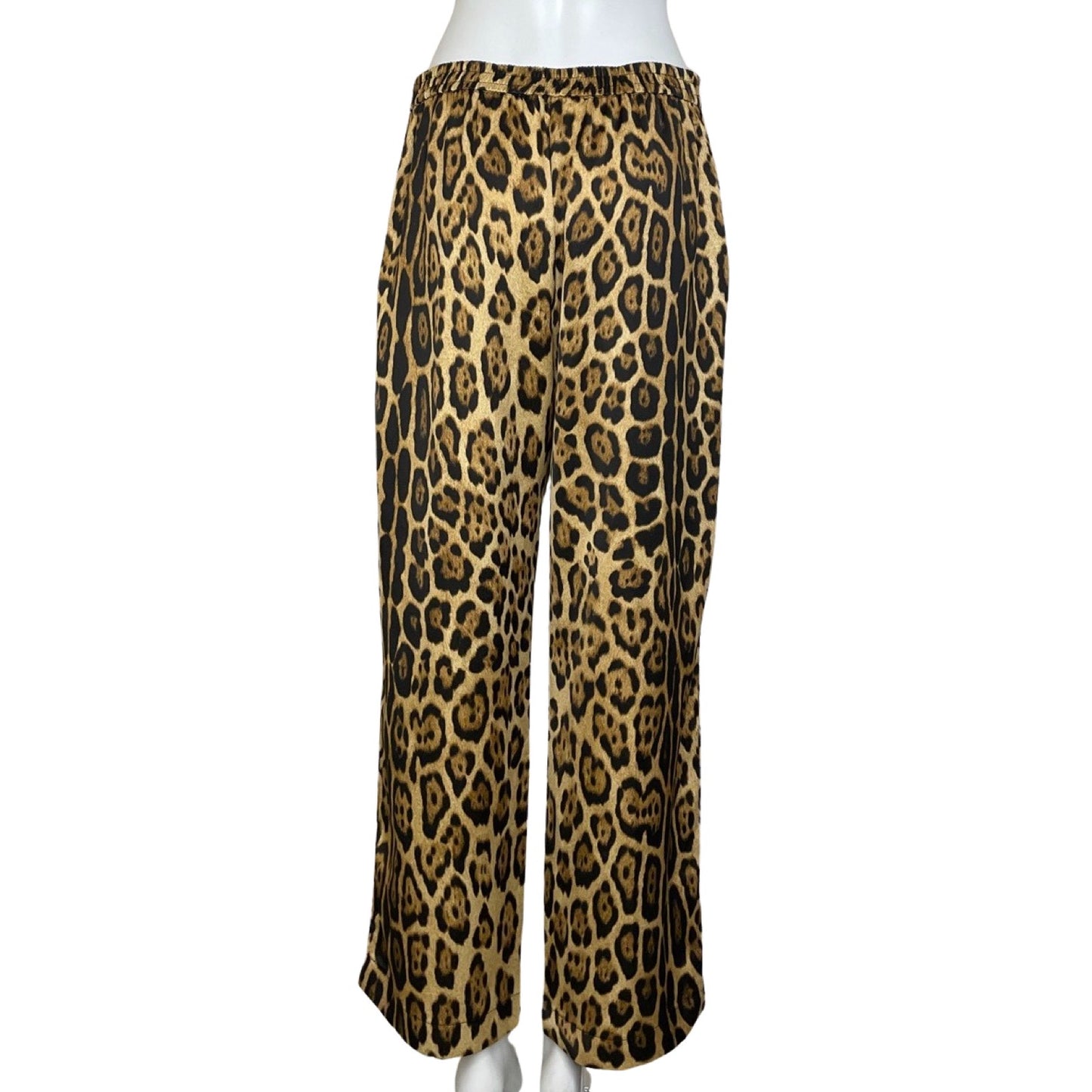 Pantalón Mango Estampado Leopardo Marrón-
Talla L