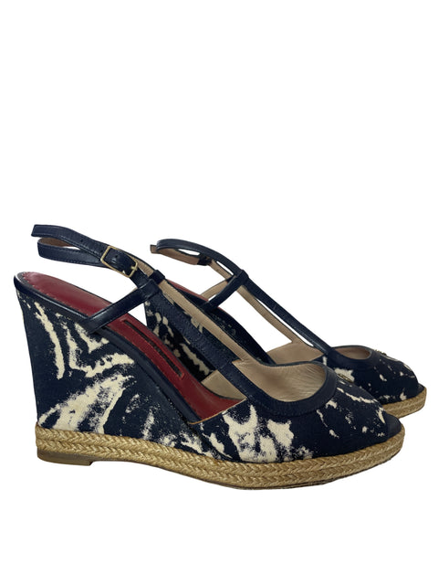 Calzado Carolina Herrera Plataforma Tirita Azul- Talla 38