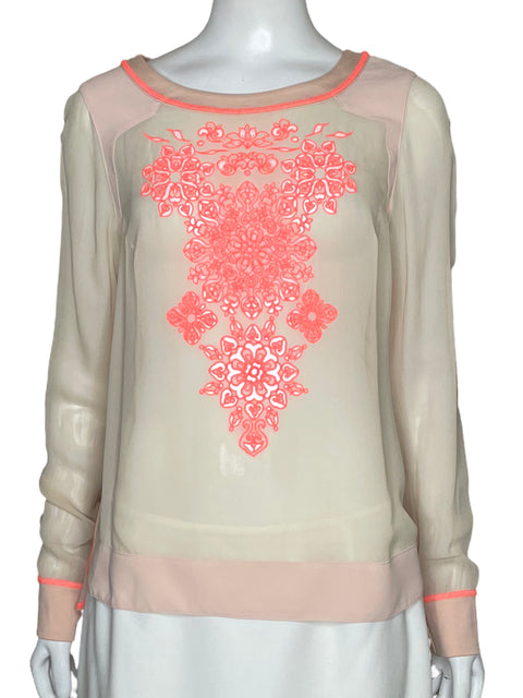 Blusa Karen Millen Encaje Beige-Talla 8