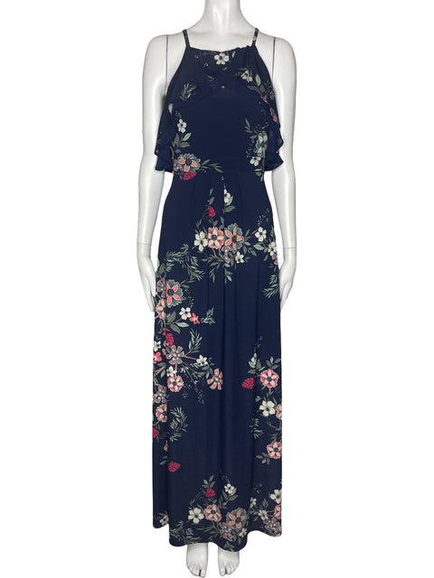 Vestido Monsoon Flores Halter Azul-Talla 8