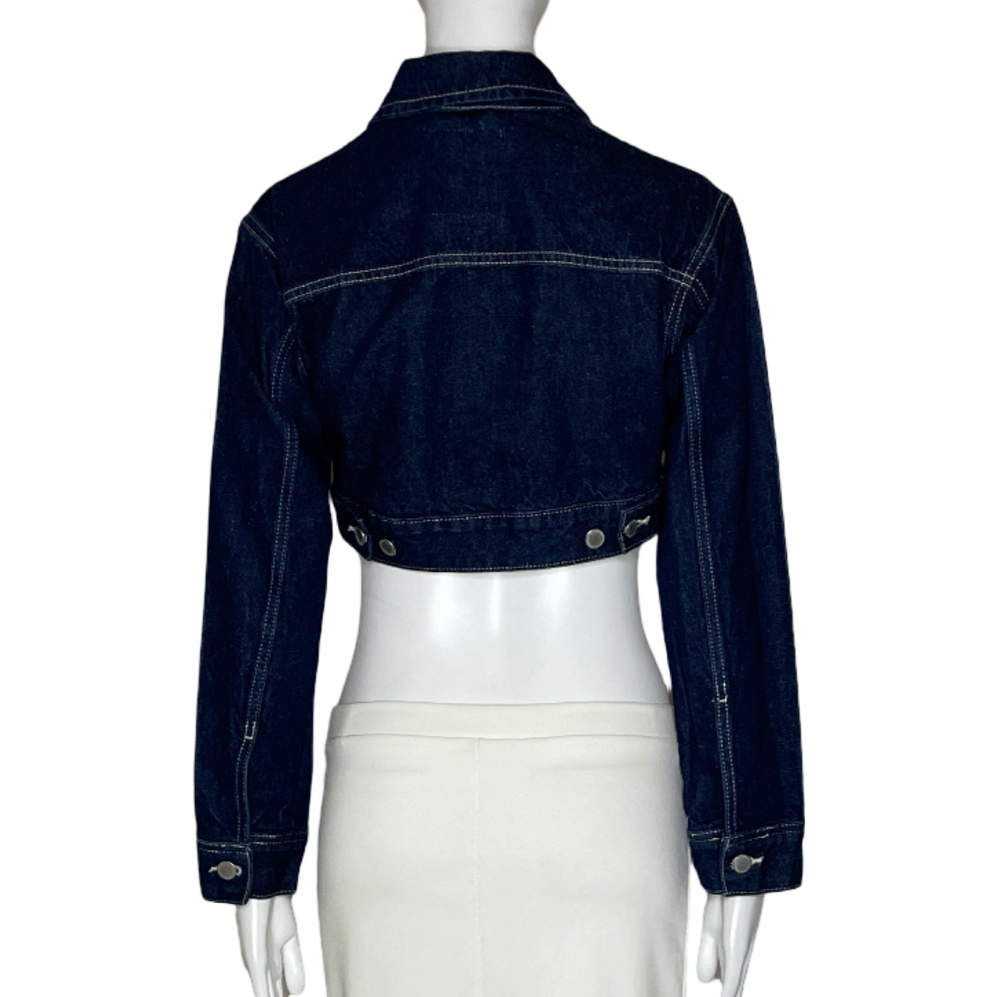 Chaqueta Pull&Bear Crop Denim Azul-Talla XS