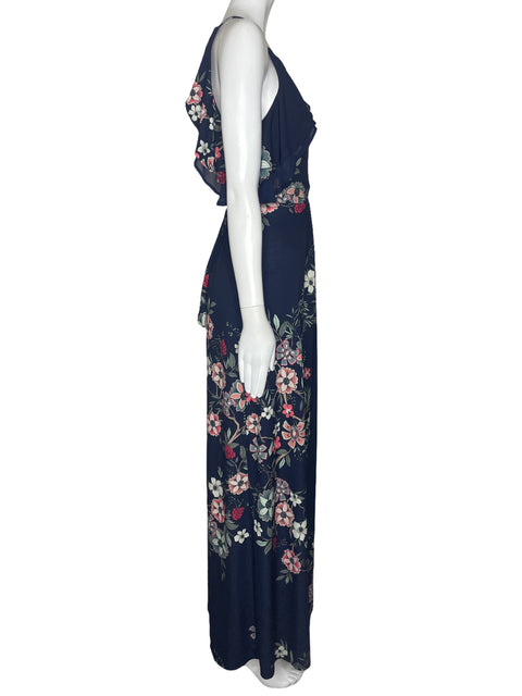 Vestido Monsoon Flores Halter Azul-Talla 8