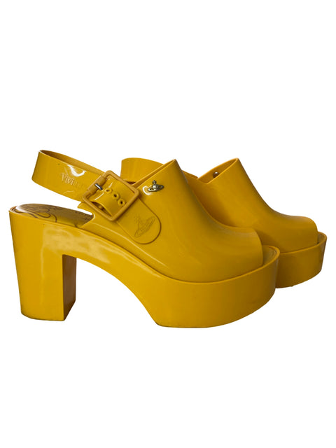 Calzado Vivienne Westwood Tacon Semi Cuadrado Amarillo- Talla 8