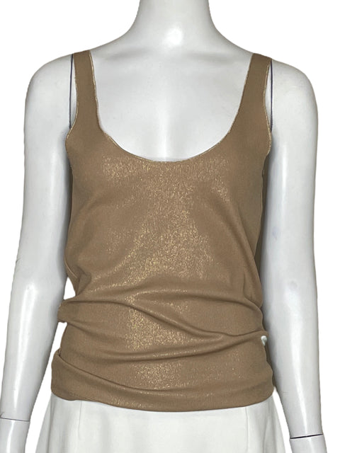Top Zara Casual Sin Mangas Dorado-Talla S