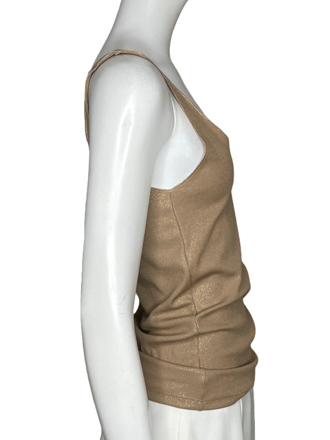 Top Zara Casual Sin Mangas Dorado-Talla S
