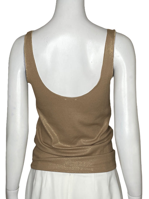 Top Zara Casual Sin Mangas Dorado-Talla S