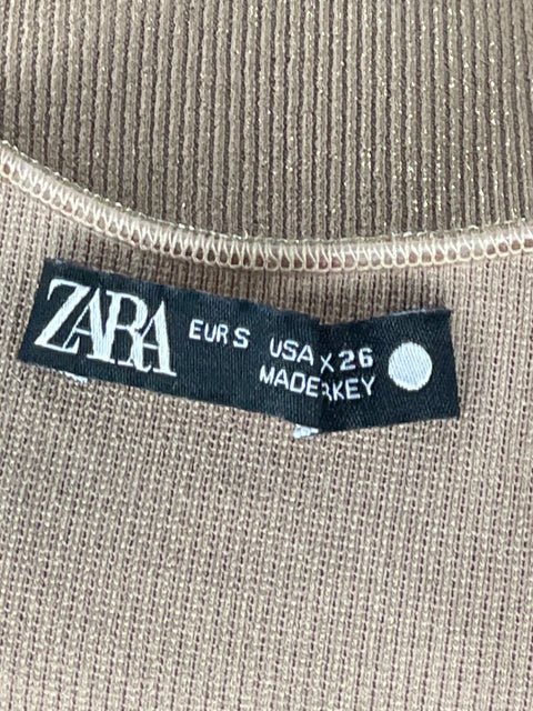 Top Zara Casual Sin Mangas Dorado-Talla S