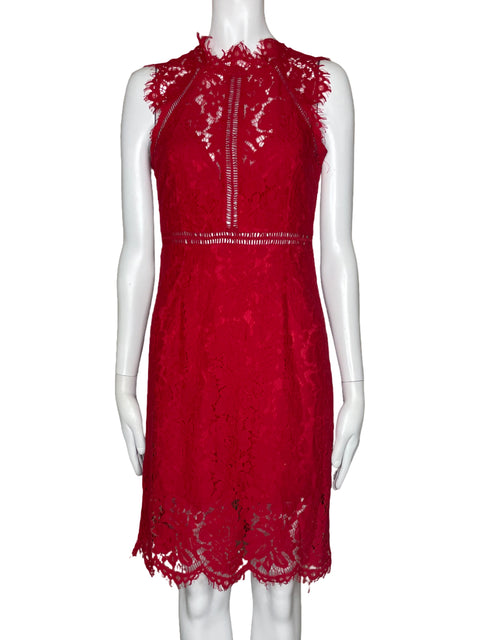Vestido Sugar+Lips Encaje Sin Mangas Rojo-Talla S