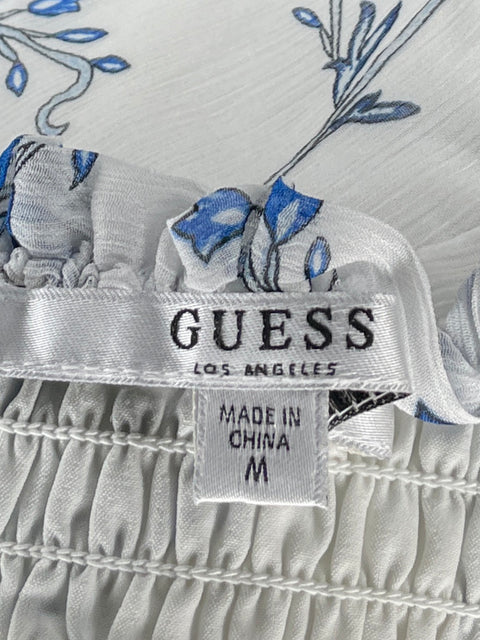 Blusa Guess Drapeado Floral Blanco-Talla M