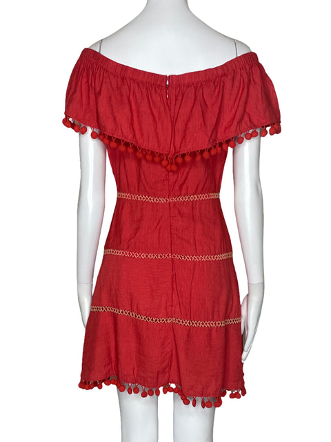 Vestido Sugar+Lips Pompones Off Shoulder Rojo-Talla S