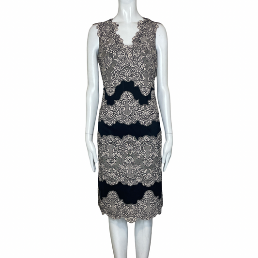 Vestido TAHARI ARTHUR S. LEVINE Encaje Floral Beige - Talla L