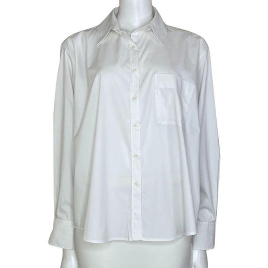 Camisa Zara Manga Larga Bolsillo Blanco-Talla L