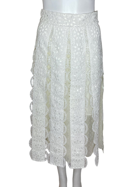 Falda Maje Flecos Tejidos Blanco- Talla S