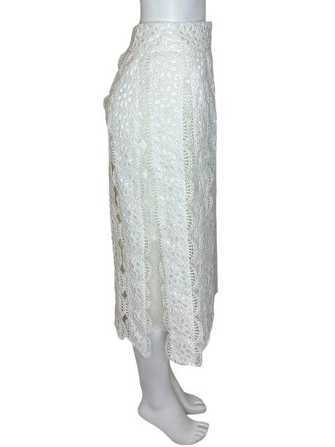 Falda Maje Flecos Tejidos Blanco- Talla S