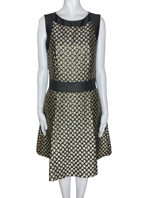 Vestido Red Valentino Plieges Flores Azul- Talla 42