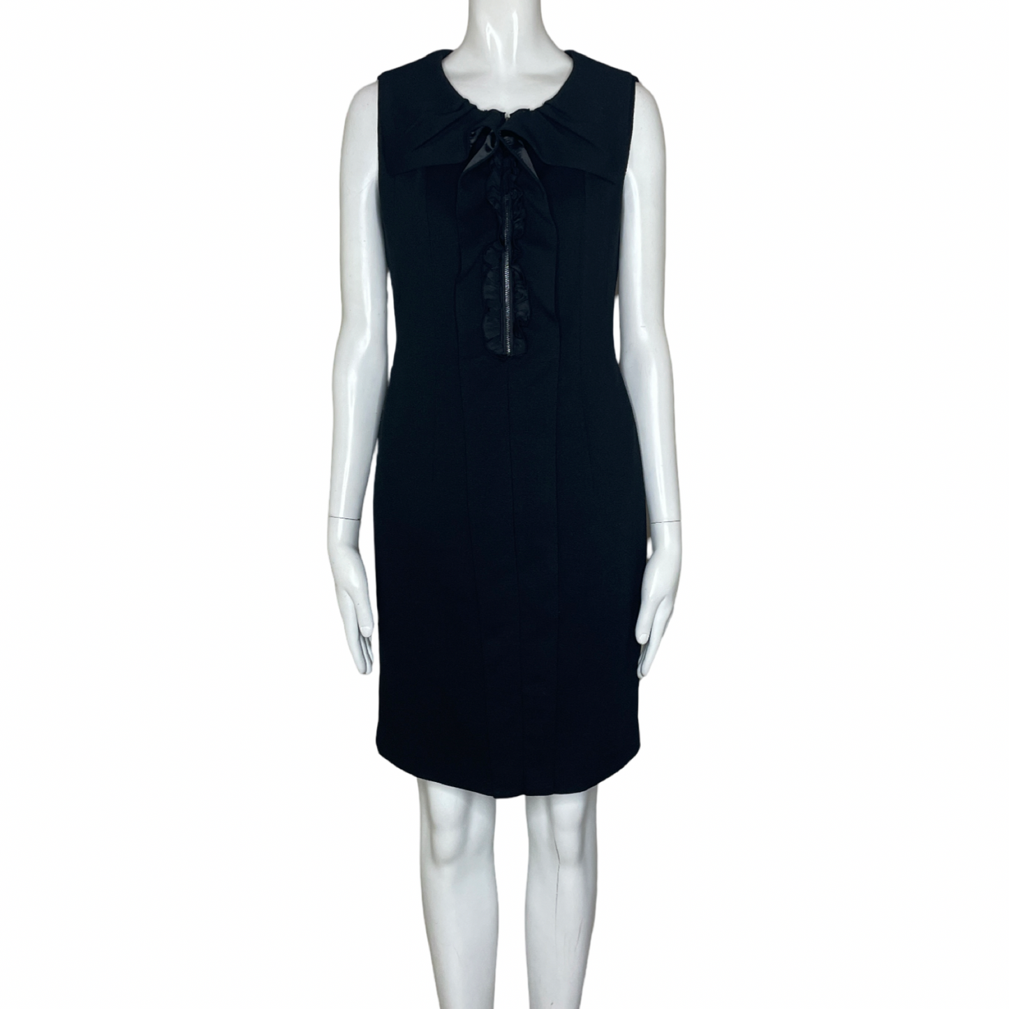 Vestido TAHARI Flecos Zipper Negro - Talla S