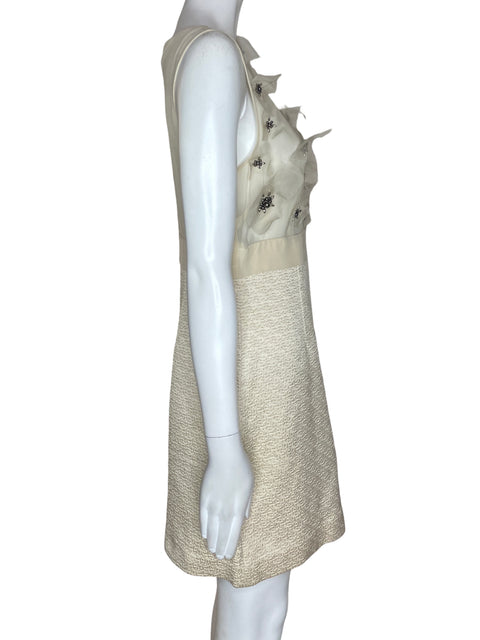 Vestido Zara Woman Pedreria Beige- Talla S