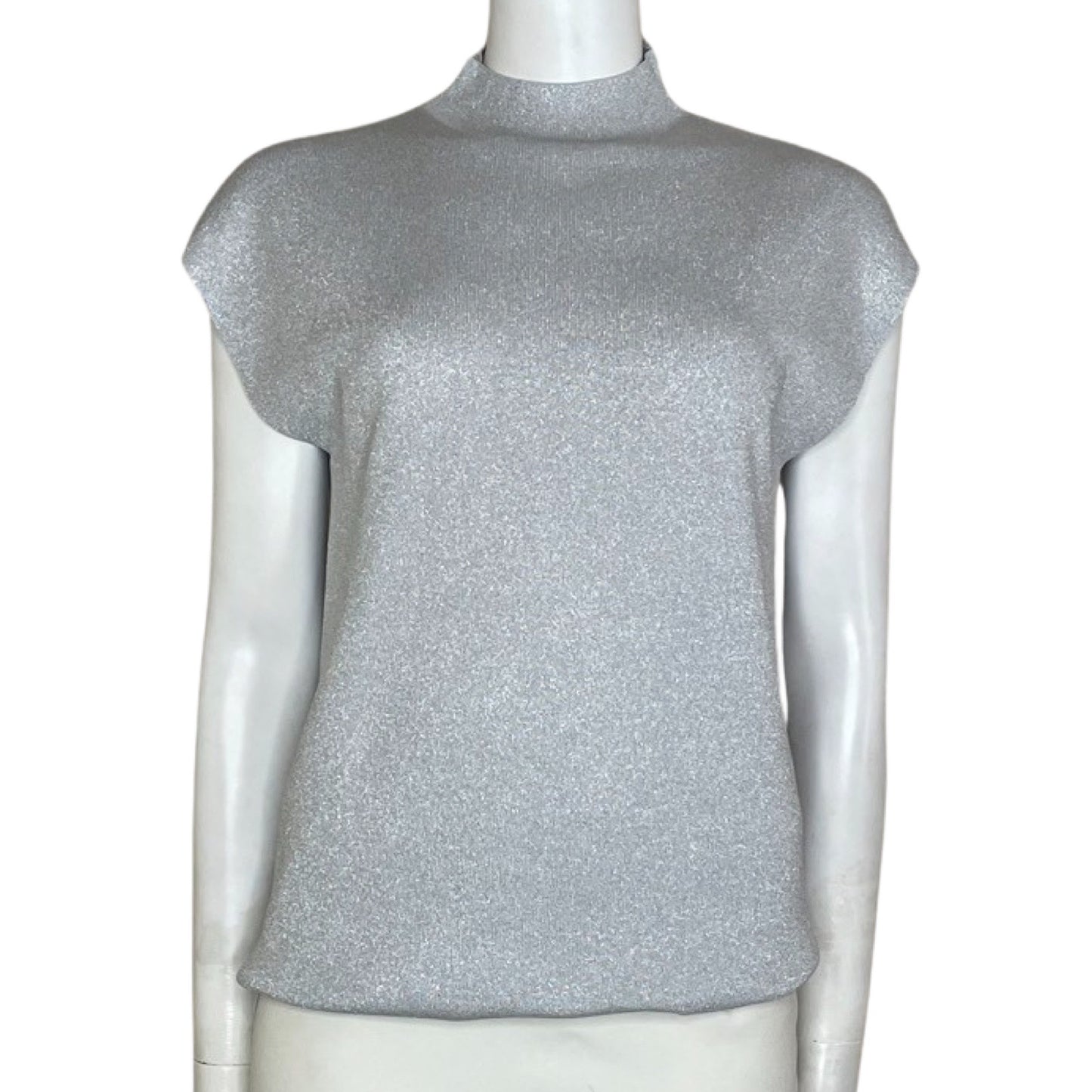 Top Ann Taylor Brillante Sin Mangas Gris-Talla L