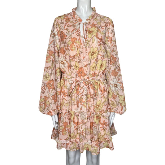 Vestido Flying Tomato Floral Mangas Larga Naranja - Talla L