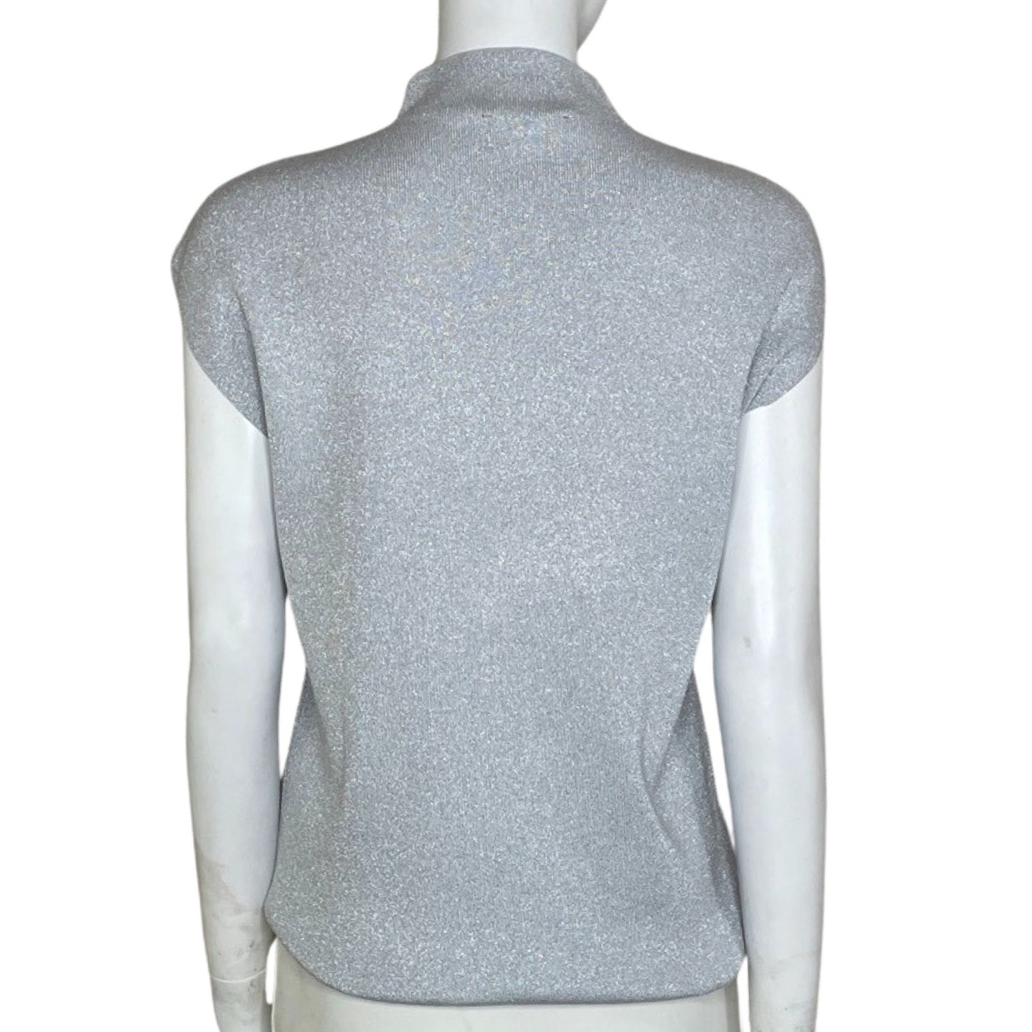 Top Ann Taylor Brillante Sin Mangas Gris-Talla L