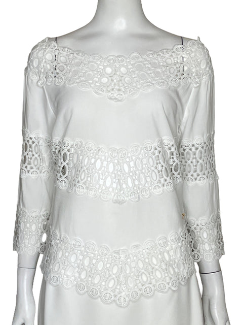 Blusa Carmen Steffens Encaje Blanco-Talla U