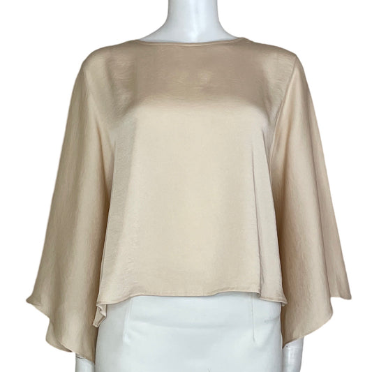 Blusa Tyche Fluida Vuelos Asimétrica Beige-Talla L