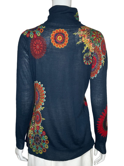 Blusa Desigual Piedras Cuello Alto Azul-Talla M