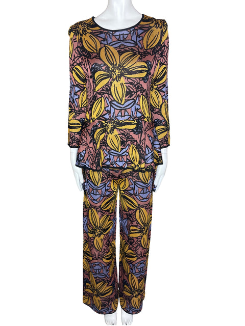 Set Pepa Pombo Blusa/Palazo Estampado Amarillo- Talla M