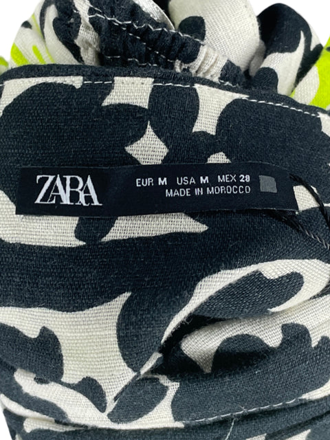 Top Zara Estampado Halter Verde-Talla M