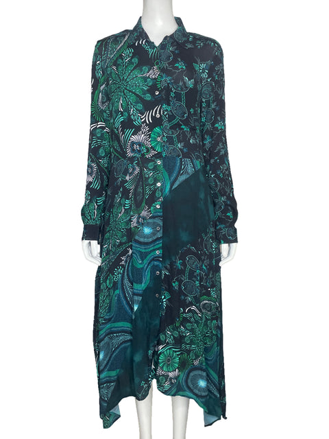 Vestido Desigual Midi Floral Verde - Talla 40