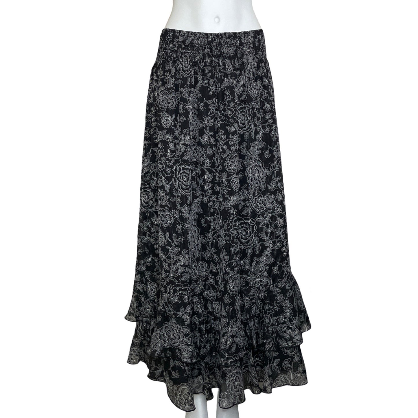 Falda Loft Floral Vuelos Negro-Talla L