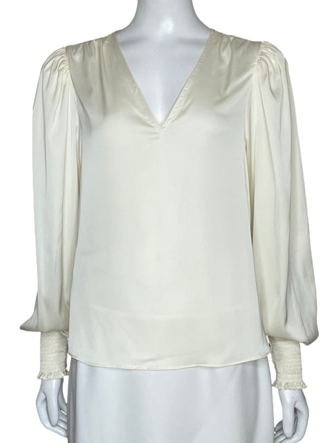 Blusa Express Satinada Manga Larga Blanco-Talla S