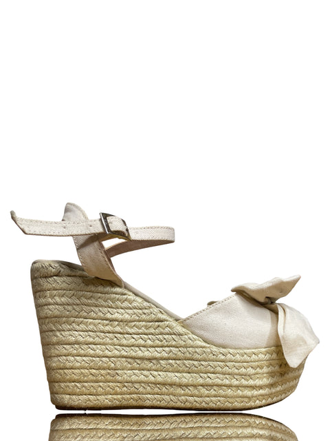 Calzado Milines Plataforma Lazos Beige-Talla 38