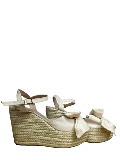Calzado Milines Plataforma Lazos Beige-Talla 38
