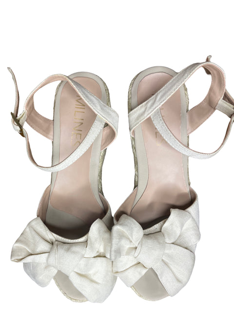Calzado Milines Plataforma Lazos Beige-Talla 38