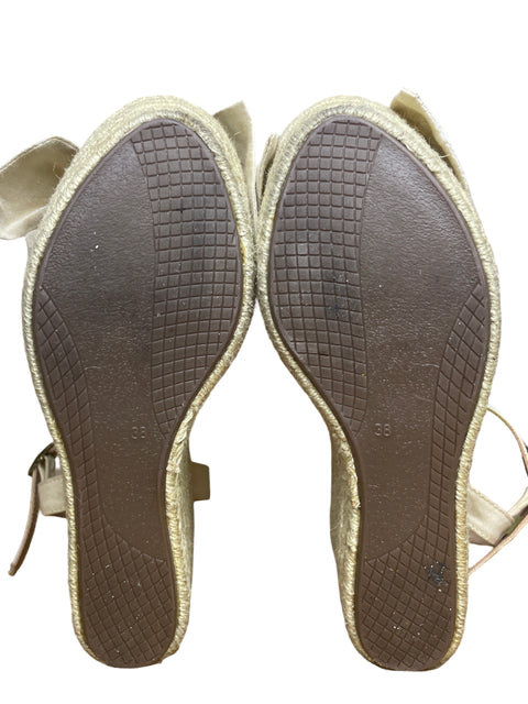 Calzado Milines Plataforma Lazos Beige-Talla 38