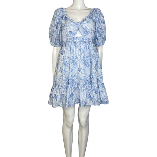 Vestido INA [i:na] Floral Mangas Bombachas Azul-
Talla L
