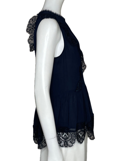 Blusa Ted Baker Encaje Sin Mangas Azul-Talla 3