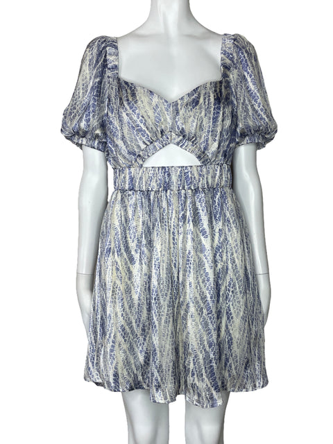 Vestido INA Estampado Metalizado Azul-Talla S