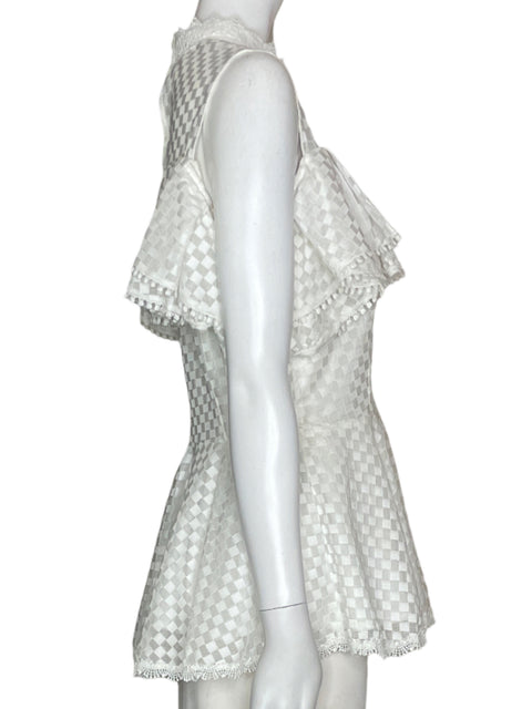 Blusa Enzo Couture Tejida Ruchas Blanca- Talla L