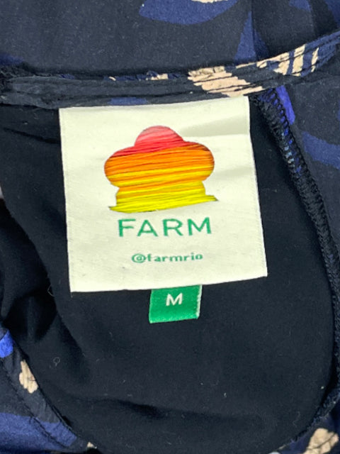 Vestido FarmRio Mangas Puff Estampado Azul - Talla S