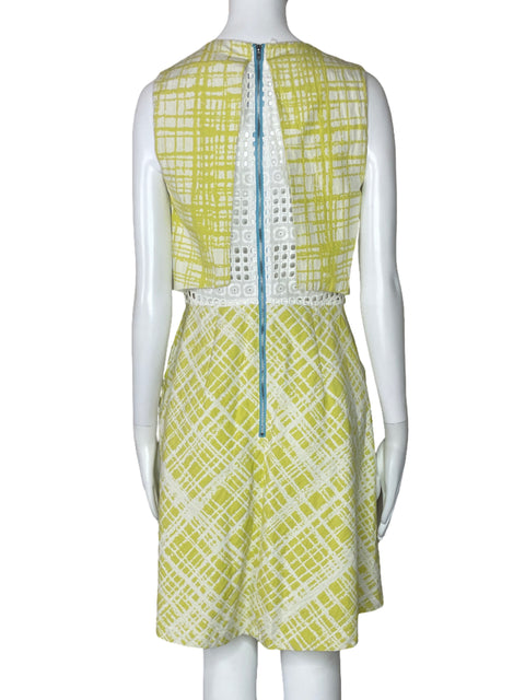 Vestido W118 By Walter Baker Cuadros Amarillo-Talla M
