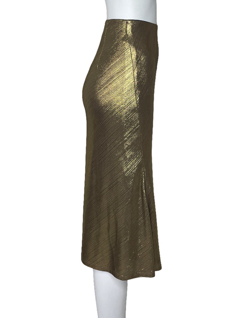 Falda Aqua Metalizado Fluido Dorado-Talla S