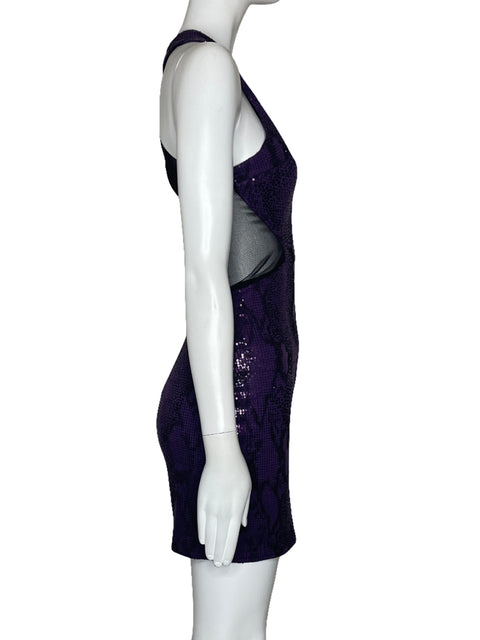 Vestido La Bella Mafia Lentejuelas Halter Morado-Talla S