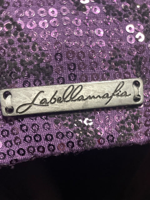 Vestido La Bella Mafia Lentejuelas Halter Morado-Talla S