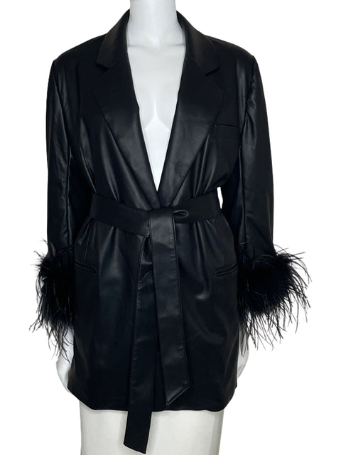 Blazer Lamarque Galia Feather Cuffs Negro-Talla M