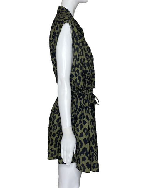 Vestido Zara Sin Mangas Animal Print Verde-Talla L