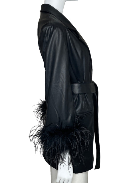 Blazer Lamarque Galia Feather Cuffs Negro-Talla M