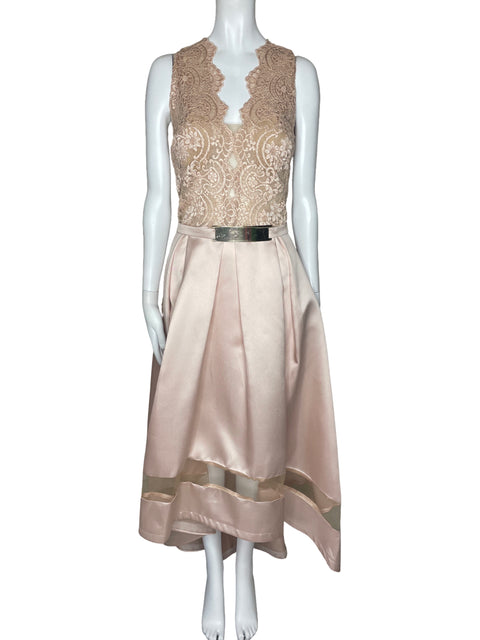 Vestido Aida Encaje Cinturon Rosado-Talla 12