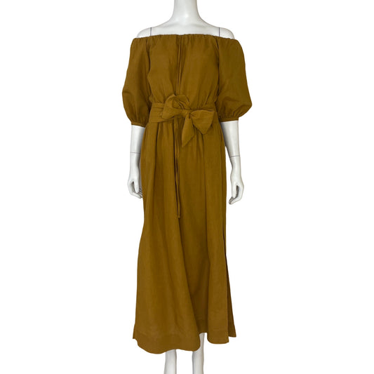 Vestido Topshop Lino Marrón - Talla 4